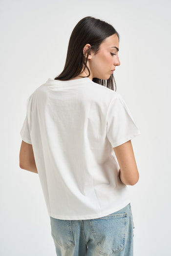 T-shirt donna a maniche corte bianca - 3
