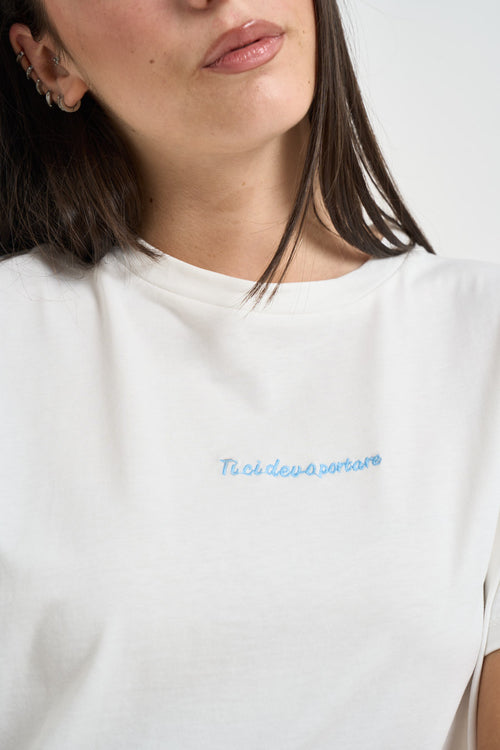 T-shirt donna con scritta bianca - 2