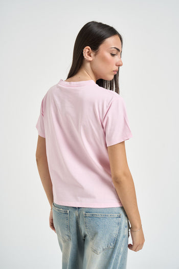 T-shirt donna a maniche corte rosa - 3
