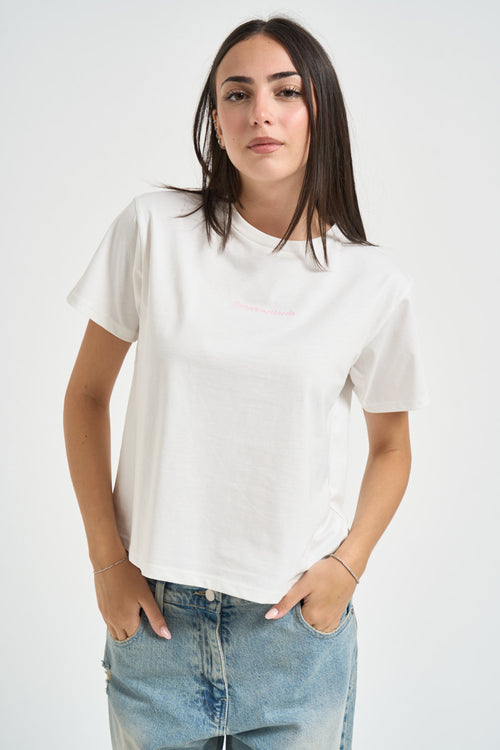 T-shirt donna con scritta bianca