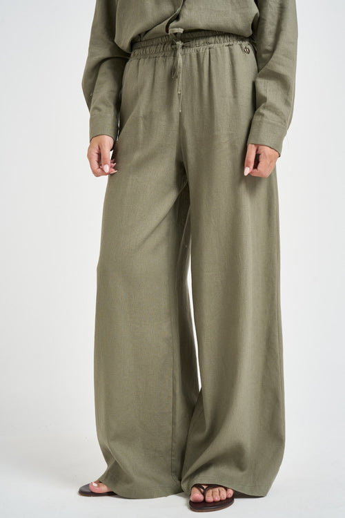Pantalone donna con coulisse verde