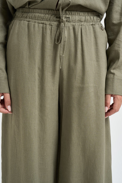 Pantalone donna con coulisse verde - 2