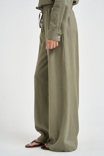 Pantalone donna con coulisse verde - 3