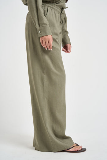 Pantalone donna con coulisse verde - 5