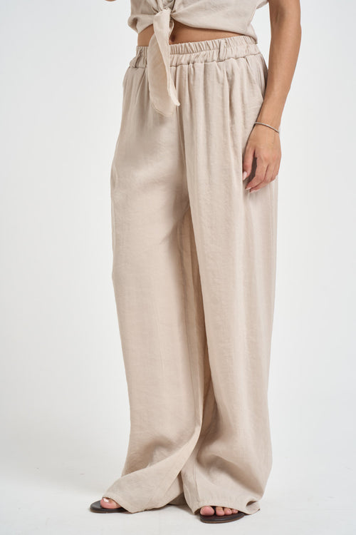 Pantalone donna fluido sabbia