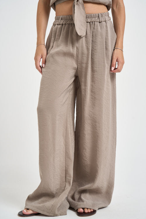 Pantalone donna fluido tortora