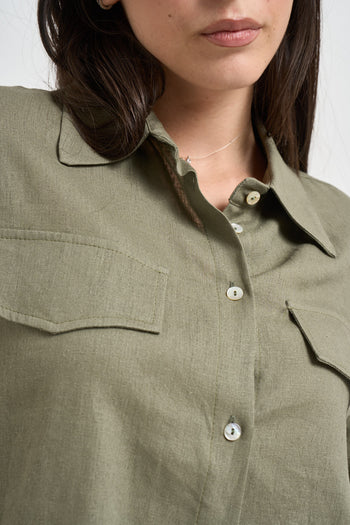 Camicia donna fluida verde militare - 3