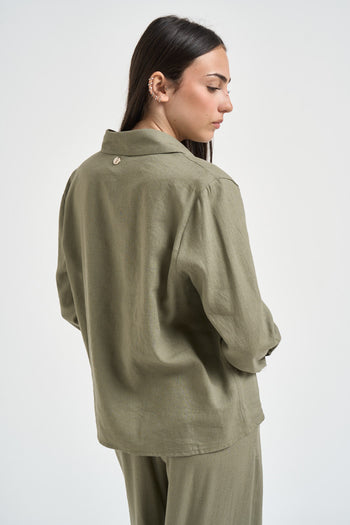 Camicia donna fluida verde militare - 4
