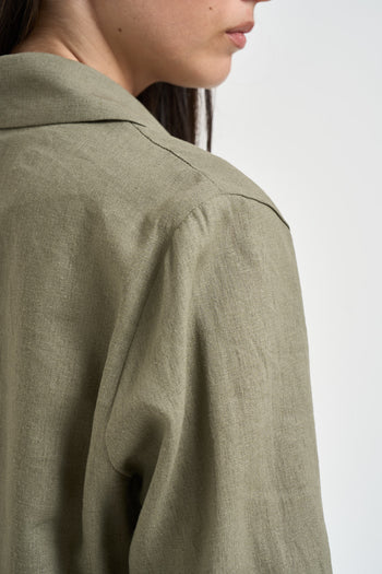 Camicia donna fluida verde militare - 5