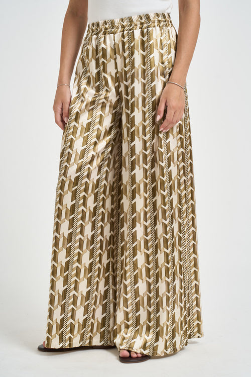 Pantalone donna fantasia geometrica oro