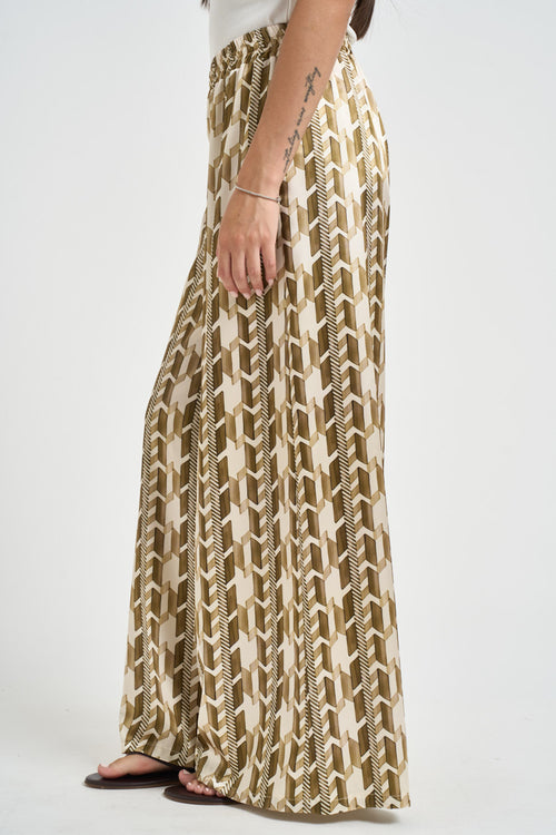 Pantalone donna fantasia geometrica oro - 2