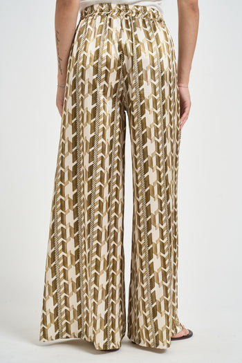 Pantalone donna fantasia geometrica oro - 3
