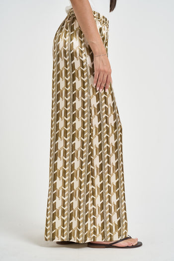 Pantalone donna fantasia geometrica oro - 4