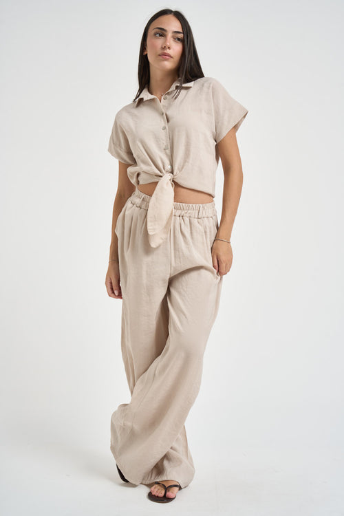 Camicia donna con nodo sabbia