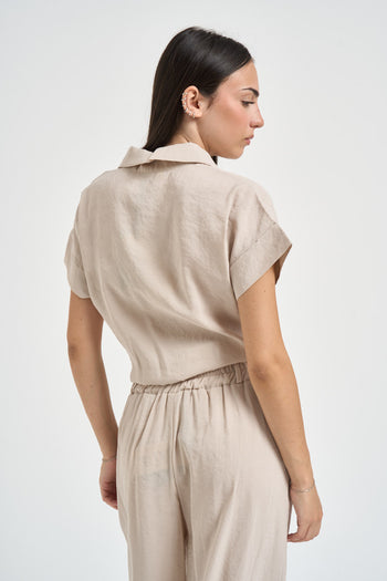 Camicia donna con nodo sabbia - 4