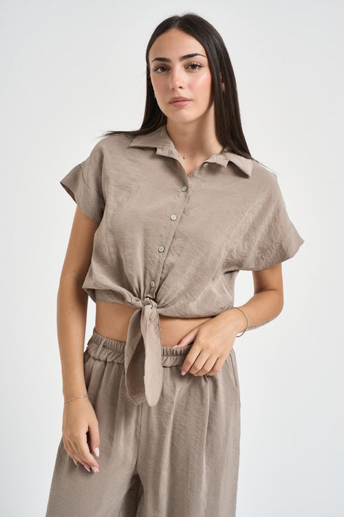 Camicia donna con nodo tortora - 2