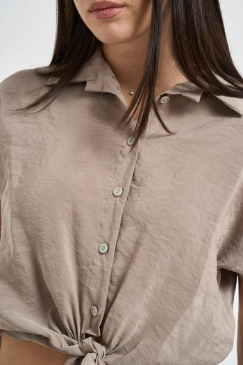 Camicia donna con nodo tortora - 3