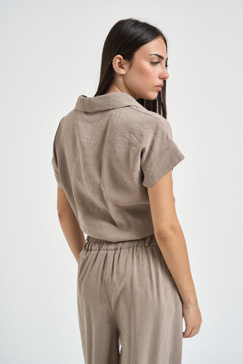 Camicia donna con nodo tortora - 4