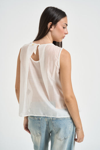 Blusa donna semitrasparente bianca - 3