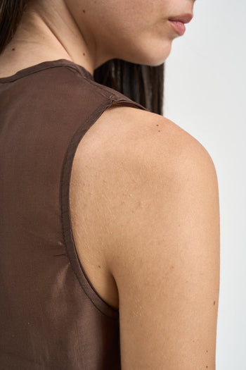 Blusa donna semitrasparente marrone - 4