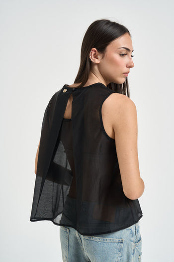 Blusa donna semitrasparente nera - 4