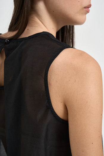 Blusa donna semitrasparente nera - 5