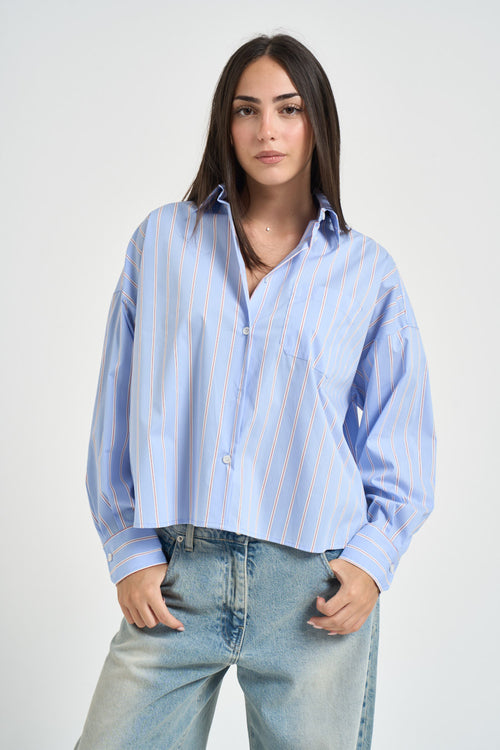 Camicia donna a righe celeste