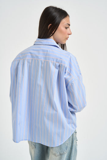 Camicia donna a righe celeste - 3