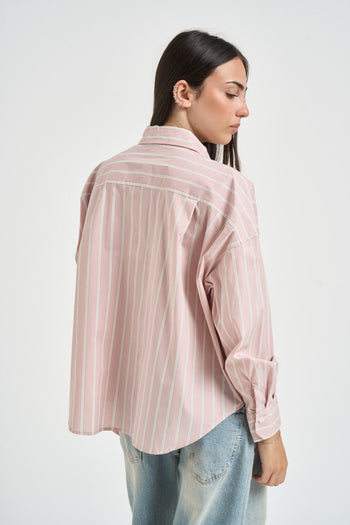 Camicia donna a righe rosa - 3
