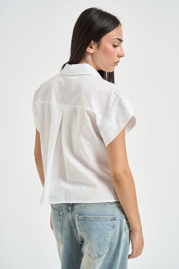 Camicia donna a maniche corte bianca - 4