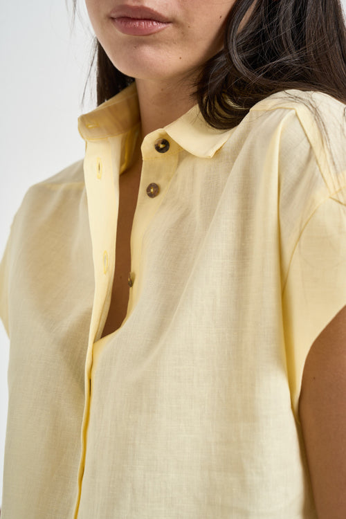 Camicia donna a maniche corte gialla - 2