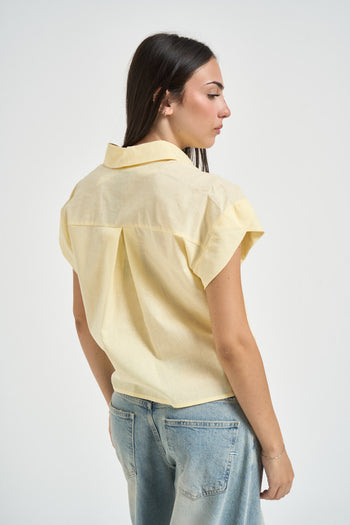 Camicia donna a maniche corte gialla - 4