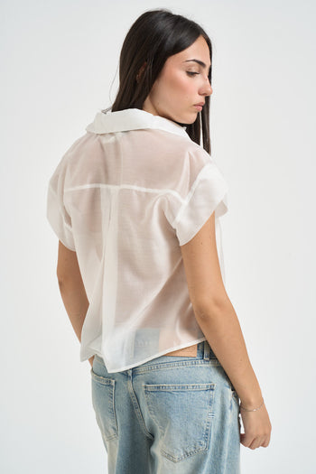 Camicia donna semitrasparente bianca - 3