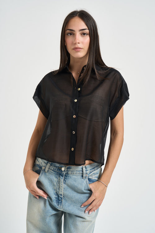 Camicia donna semitrasparente nera