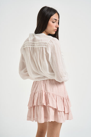 Camicia donna con ricami bianca - 3
