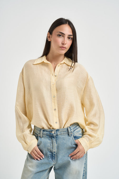 Camicia donna over giallo pastello