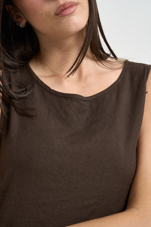 Top donna smanicato marrone - 2