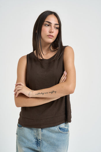 Top donna smanicato marrone - 3