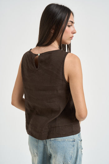 Top donna smanicato marrone - 4