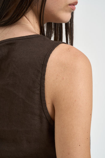 Top donna smanicato marrone - 5
