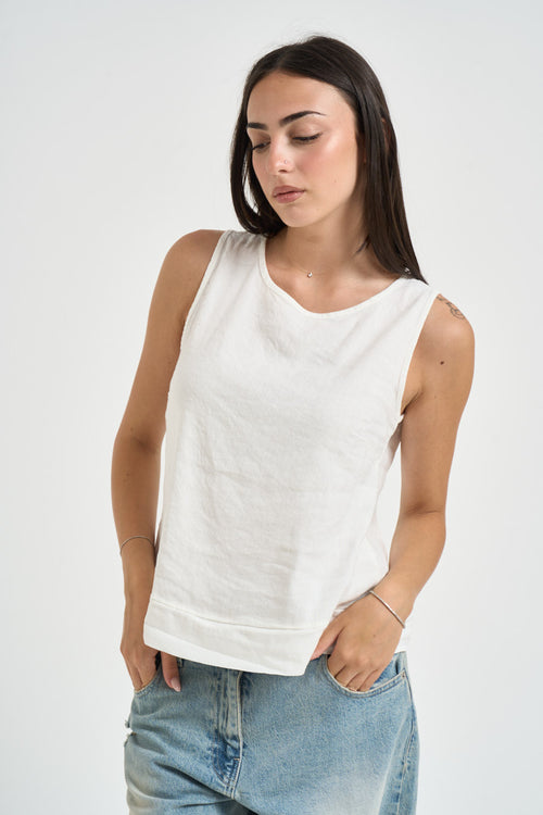 Top donna smanicato bianco