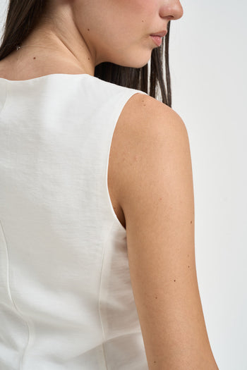 Gilet donna con bottoni bianco - 4