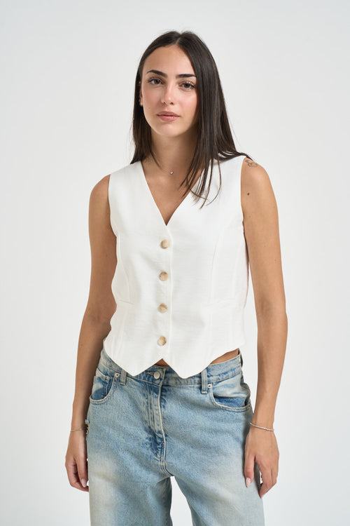 Gilet donna con bottoni bianco - 1