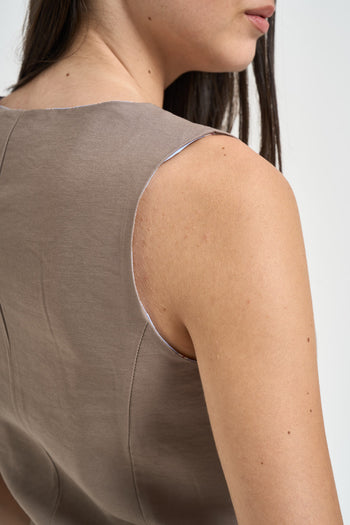 Gilet donna con bottoni tortora - 4