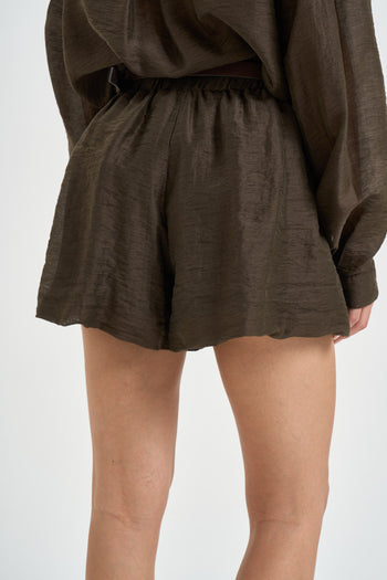 Shorts donna in cotone marrone - 3