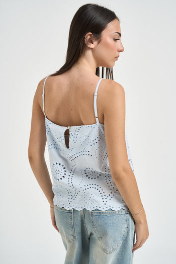 Top donna traforato celeste pastello - 4