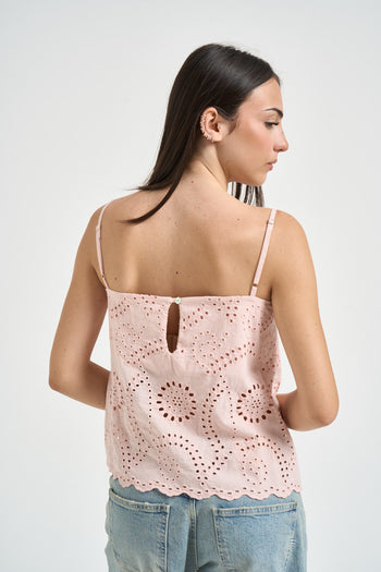 Top donna traforato rosa petalo - 3