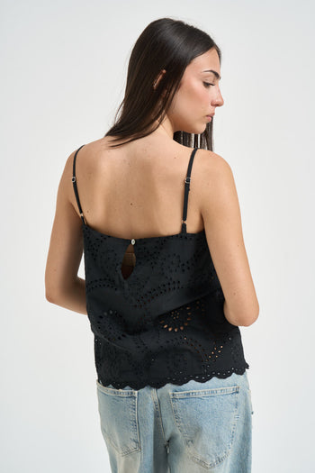 Top donna traforato nero - 3
