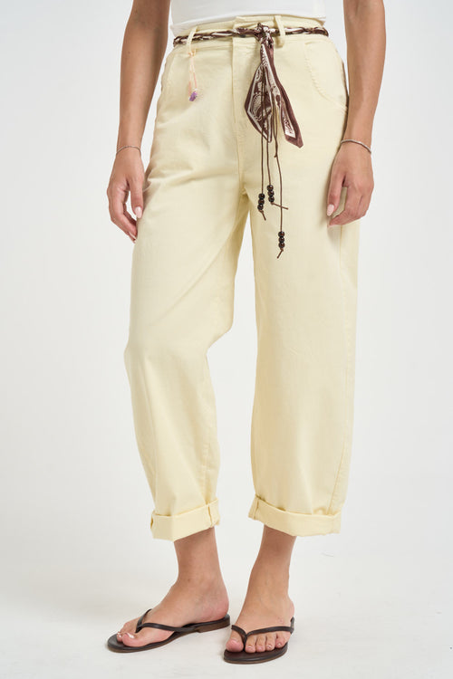 Pantalone donna gamba dritta giallo burro