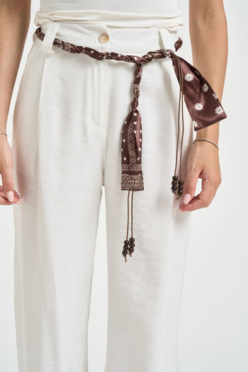 Pantalone donna gamba larga bianco - 4